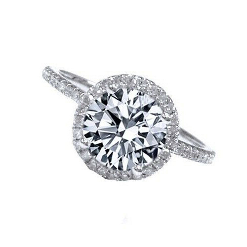 00ct rund moissanit - 2.00ct, halo