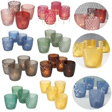 4x Glas Vintage Teelichthalter Windlicht Teelichter Teelichtgläser Kerzenständer