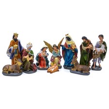 XL Krippe Figuren Set - 10-teilig - Weihnachten Advent Tisch Deko Zubehör groß