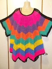 Sommer Poncho, Häkeltop "Paradiesvogel", bunt, Gr. 40-44,  Handarbeit