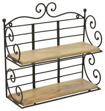 dekoratives Wandregal Dekoregal Holz/Metall schwarz-braun im Landhaus-Stil