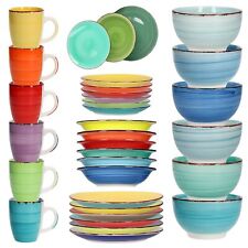 6er Set Geschirr Essteller Schalen Kaffeebecher Schüssel Suppe