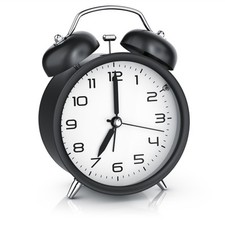 Bearware Wecker Analog Rund Retro-Design Schwarz Ziffernblatt Weiß LED