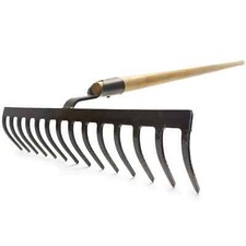 Straßenrechen/Kiesrechen (52cm) mit Eschenholzlangstiel TRIUSO - wie NEU