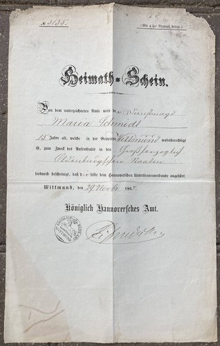 Heimatschein königreich - heimatschein,