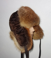 Fuchs Pelzmütze Persianer Kappe Echtfell Mütze Rotfuchs Fell Wintermütze Fox Hat