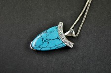 Anhänger an Kette Silber 925 (Diamonique mit Kubik Zirkonia, Türkis) DQCZ