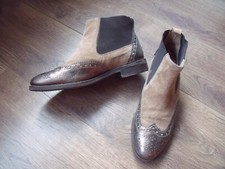 Si Stiefeletten Boots Budapester Chelsea WildLeder HellBraun Bronze Kappe Gr. 37