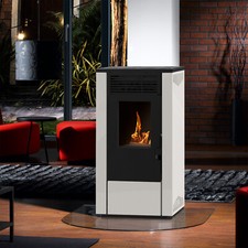 Wamsler WPO 7 Pelletofen Stahl Weiß, gerade Seiten Pelletkamin 7,5kW