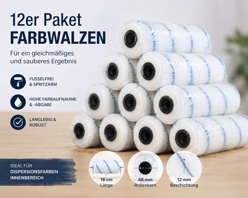 12x farbwalzen malerrollen - 12x,