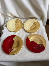 4 kleine Weihnachtsteller Untersetzter 2 creme-gold 2 rot-gold ca. 16 cm Durchme