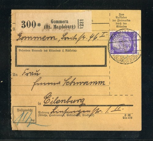 472 paketkarte gommern - paketkarte,