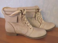 Damen Schnürstiefelette, Stiefelparadies, 38, Creme, Neu, mit Spitzenapplikation