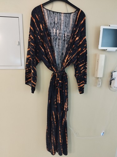 Kimono boho grau orange - grau,