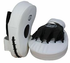 BAY® 2 Pratzen LEDER PU ERGO weiss Handpratzen Pratze Boxen Kickboxen Muay Thai