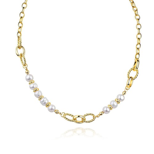 Damenkette perlen weiß - perlen, gold