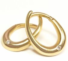 Creolen in 14 kt 14k 585 er Gelb Gold mit Brillanten Brillant Diamanten Ohrringe