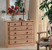 Anrichte Kommode Sideboard 2 kleine 4 große Schubladen Pinie Massiv, Massivholz