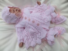 STRICKANLEITUNG ZUM BASTELN *GEDULD* 4-TEILIGES MATINEE-SET FÜR BABY ODER REBORNPUPPE