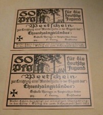 2 Stück Wertschein 50 Pfennig