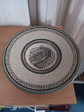 alter Wandteller Dekoteller Ton/Keramik beige grün Durchm. ca. 24 cm