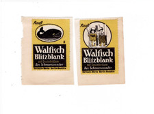 2x Reklamemarke der Hortaxin-Werke in Berlin-Neukölln für Walfisch-Blitzblank