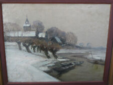 Max Clarenbach zugeschrieben, Ölgemälde / Leinwand (Winterliche Flußlandschaft)