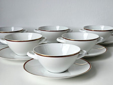 6 x Suppentasse mit Unterteller Arzberg 2025 Rand rot gold Löffelhardt