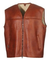 Hollert Herren Lammfellweste FIRMINIUS OHNE KRAGEN COGNAC Echtleder Jagdweste