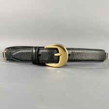 SALVATORE FERRAGAMO Größe 29 Schwarz Gold Logo Ledergürtel