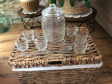 Italy Glas Bowle Service Behälter+ 6 Gläser + Kelle Erbstück Nachlass
