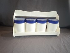 Eduscho Vorratsdosen 4 x  Kaffee im Regal Plastik Blau 60er 70er