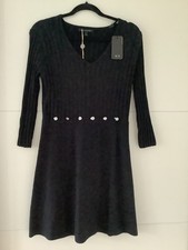 NEU! Armani Exchange Damen Kleid elegant schwarz Gr. M mit silbernen Zierknöpfen