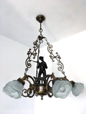 Prachtvolle Art Nouveau Lüster Deckenlampe Hängeleuchte Messing Luster Jäger 