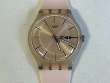 SWATCH Uhr SUOT700 - ROSE REBEL - Pink Silikon Day/Date Vintage RAR