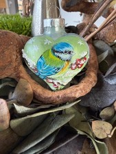 Glaskugel,Christbaumkugel,Herz,Vögel,5cm,Weihnachtskugel,Blaumeise,handbemalt