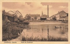 AK Görlitz Leschwitz Partie Neißewehr Brücke Schlesien ungelaufen Postkarte