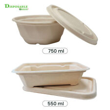 Kompostierbarer Lebensmittelbehälter mit Deckel biologisch abbaubar Bagasse Gastronomie Schüssel zum Mitnehmen