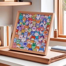 Holzpuzzle mit Katzenmotiven