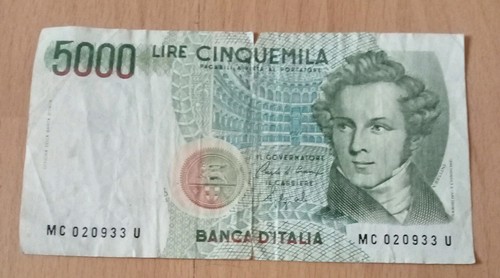 Geldschein italien 5000 - geldschein,, italien,