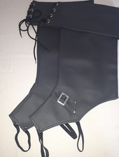 Gamaschen schwarz Stiefelstulpen Lederoptik Pirat Überziehschuhe 129260813