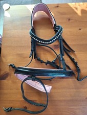 Hübsche glitzernde Pony-Trense in rosa/schwarz