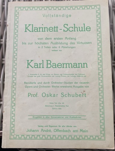 Klarinett schule karl baermann - schule,