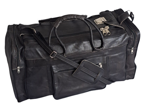 Leder duffle bag - leder, schwarz