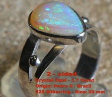 2-sided Crystal Opal  -  3.7 Karat 925er Silberring - Size: 20 mm