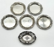 5 Untersetzer, 1 Schälchen (AMD) 800er Silber Deutschland Halbmond /Krone 316gr.