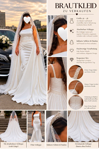 Brautkleid weiß satin - brautkleid, satin/tüll