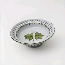 Alte Schöne Schale Ante Ceranica Faenza aus Porzellan Weinblat Muster Signiert 