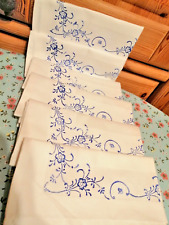 Blaudruck 6 Stoffservietten Damast alt Luxemburg 40 x 40 cm neu