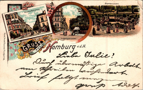 Litho gruß aus bad homburg - aus,